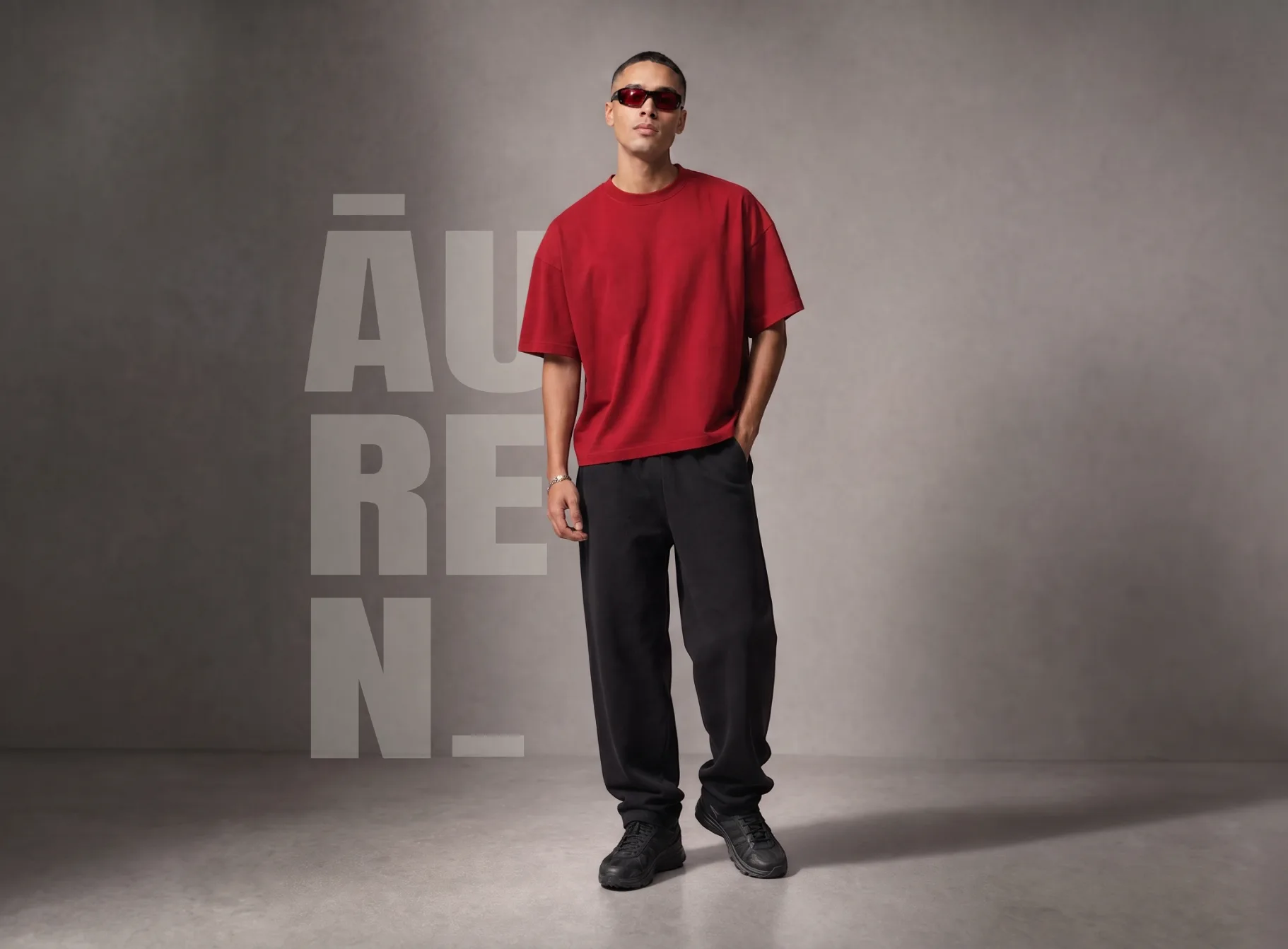 Camiseta roja oversize para hombre AUREN